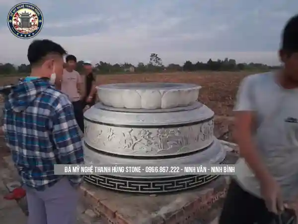 Mẫu Mộ Đá Tròn Đẹp Bằng Đá Xanh Ninh Bình Mới Nhất 2026 - Mã 04