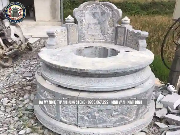 Mẫu Mộ Đá Tròn Đẹp Bằng Đá Xanh Ninh Bình Mới Nhất 2026 - Mã 02