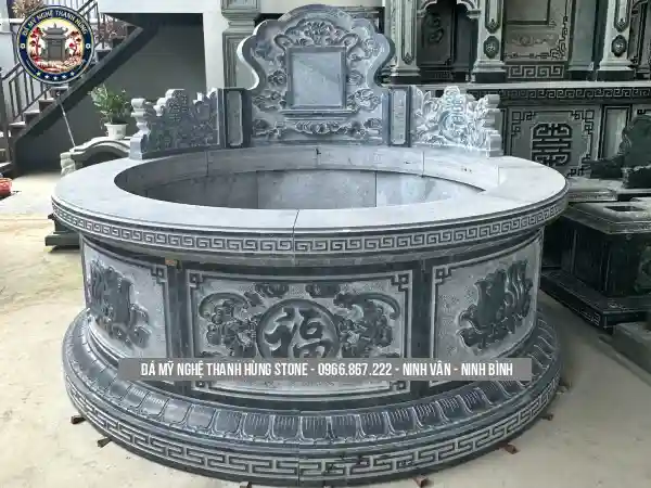 Mẫu Mộ Đá Tròn Đẹp Bằng Đá Xanh Ninh Bình Mới Nhất 2026 - Mã 03
